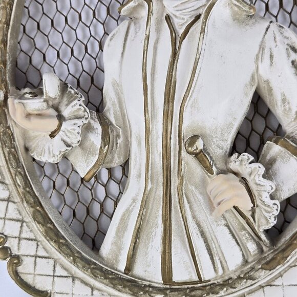 VTG Universal Statuary Co 1958 Chalkware Victorian Man Proposing Wall Hanging - Picture 4 of 11